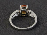 2.2ct Cushion Cut Citrine Diamond Accent Solitaire Ring 14k White Gold Finish