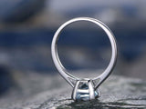 0.6Ct Cushion Cut Blue Aquamarine Solitaire Engagement Ring 14K White Gold Over