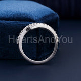 0.5ct Round Cut Moissanite Open Cuff Bypass Wedding Band 14k White Gold Plated