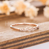 0.3ct Round Cut Moissanite Anniversary Women Wedding Band 14k Rose Gold Plated