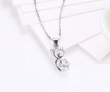 0.7ct Round Cut VVS1D Diamond Pendant Cat Design 14k White Gold Finish NO CHAIN