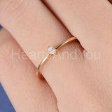 0.1ct Marquise Cut Simulated Diamond Minimalist Ring 14k Yellow Gold Plated