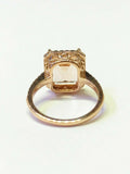 5.5ct Emerald Cut Morganite Exquisite Halo Engagement Ring 14K Rose Gold Finish