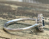 2.3ct Oval Cut Blue Sapphire Diamond Halo Floral Ring 14k White Gold Finish