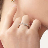 0.5ct Round Cut Moissanite Wave Women Wedding Band 14k White Gold Plated