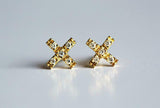 0.6ct Round Cut VVS1D Diamond Cross Design Stud Earrings 14k Yellow Gold Finish
