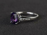 2.3ct Engagement Ring Oval Cut Purple Amethyst Diamond Accent 14k WhiteGold Over