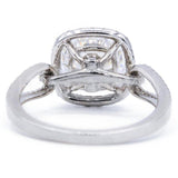 2.2ct Cushion Cut Simulated Diamond Split Shank Halo Ring 14k White Gold Plated
