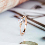 0.6ct Round Cut Diamond Minimalist Dainty Engagement Ring 14k Rose Gold Finish