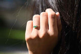 0.5ct Engagement Ring Oval Cut Emerald Teardrop Minimalist 14k YellowGold Finish
