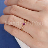 0.3ct Round Cut Simulated Ruby Solitaire Minimalist Ring 14k Rose Gold Plated