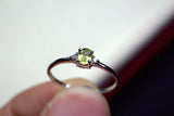 0.3ct Engagement Ring Oval Cut Peridot Trilogy Minimalist 14k White Gold Finish