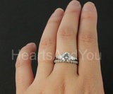 2.2ct Round Cut Moissanite Trilogy Ring Half Eternity Band 14k White Gold Plated