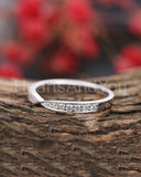 0.35ct Round Cut Moissanite Stackable Women Wedding Band 14k White Gold Plated