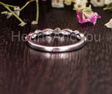 0.3ct Round Cut Simulated Sapphire Minimalist Wedding Band 14k White Gold Plated