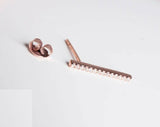 0.7ct Round Cut Diamond Vertical Bar Stud Earrings Women 14k Rose Gold Finish