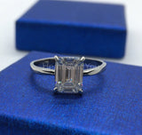 0.5ct Emerald Simulated Diamond Solitaire Engagement Ring 14k White Gold Plated