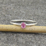 0.3ct Engagement Ring Oval Cut Pink Sapphire Solitaire 14k White Gold Finish