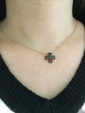 1ct Round Cut Black Diamond Pendant with Chain Floral Design 14k RoseGold Finish