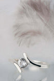 0.5ct Round Cut Diamond Engagement Ring Solitaire ByPass 14k White Gold Finish