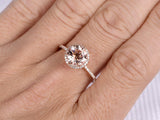 1ct Round Cut Morganite Diamond Accent Engagement Ring 14k Rose Gold Finish