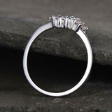 0.7ct Marquise Cut Peach Morganite Crown Minimalist Ring 14k White Gold Finish