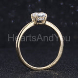 0.2ct Cushion Simulated Diamond Hidden Halo Solitaire Ring 14k YellowGold Plated