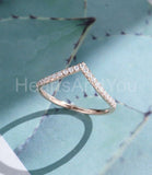 0.25ct Round Cut Moissanite Minimalist Curved Wedding Band 14k Rose Gold Plated
