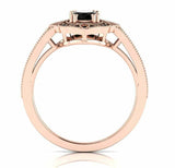 2ct Oval Cut Diamond Engagement Ring Milgrain Halo Solitaire 14k RoseGold Finish