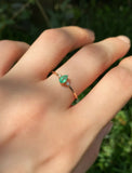 0.3ct Engagement Ring Pear Cut Emerald Minimalist Trilogy 14k Yellow Gold Finish