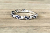 0.3ct Round Cut Blue Sapphire Wedding Band 14k White Gold Finish Half Eternity