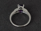 2ct Engagement Ring Oval Cut Amethyst Accents with Solitaire 14k White Gold Over