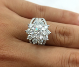 3ct Round Cut VVS1 Diamond Engagement Ring 14k WhiteGold Finish Floral Solitaire