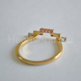0.3ct Round Cut Moissanite Geometric Bar Engagement Ring 14K Yellow Gold Plated