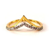 0.15ct Round Cut Moissanite Crown Curved Engagement Ring 14K Yellow Gold Plated