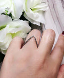 0.5ct Round Cut Moissanite Chevron Unique V Shaped Band 14k White Gold Plated