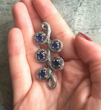 1ct Blue Sapphire Pendant Round Cut Twig Vine 14k White Gold Finish NO CHAIN