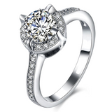 3Ct Round Cut Diamond Halo Engagement Ring 18K White Gold Finish Round Accents