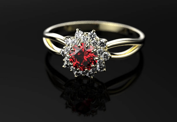 2ct Round Cut Red Garnet Engagement Ring 14k Yellow Gold Over Floral Split Shank