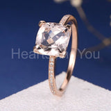 1.6ct Cushion Cut Simulated Peach Morganite Accented Ring 14k Rose Gold Plated