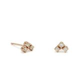 0.4ct Round Cut VVS1 Diamond Trilogy Minimalist Stud Earrings 14k Rose Gold Over