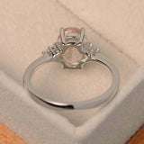 2ct Oval Cut Morganite Engagement Ring Petite Round Accent 14k White Gold Finish