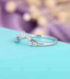 1ct Round Cut Diamond Wedding Band Unique Curved Stackable 14k White Gold Finish