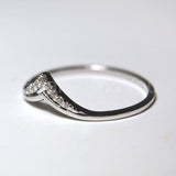 0.15ct Round Cut Moissanite Crown Curved Engagement Ring 14K White Gold Plated