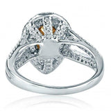 1.42ct Pear Cut Peach Morganite Split Shank Dual Halo Ring 14k Dual Gold Finish