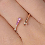 1ct Round Cut Pink Sapphire Open Bypass Design Engagement Ring 14k RoseGold Over