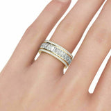 6Ct Radiant Cut Diamond Round Edges Eternity Wedding Band 14K Yellow Gold Finish