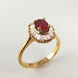 2.3ct Oval Pink Ruby Halo Ballerina Cocktail Engagement Ring 14k YellowGold Over