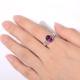 2.4ct Engagement Ring Oval Cut Purple Amethyst Split Shank 14k White Gold Finish