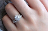 1ct Oval Cut Diamond Vintage Bridal Set Engagement Ring 14k White Gold Finish